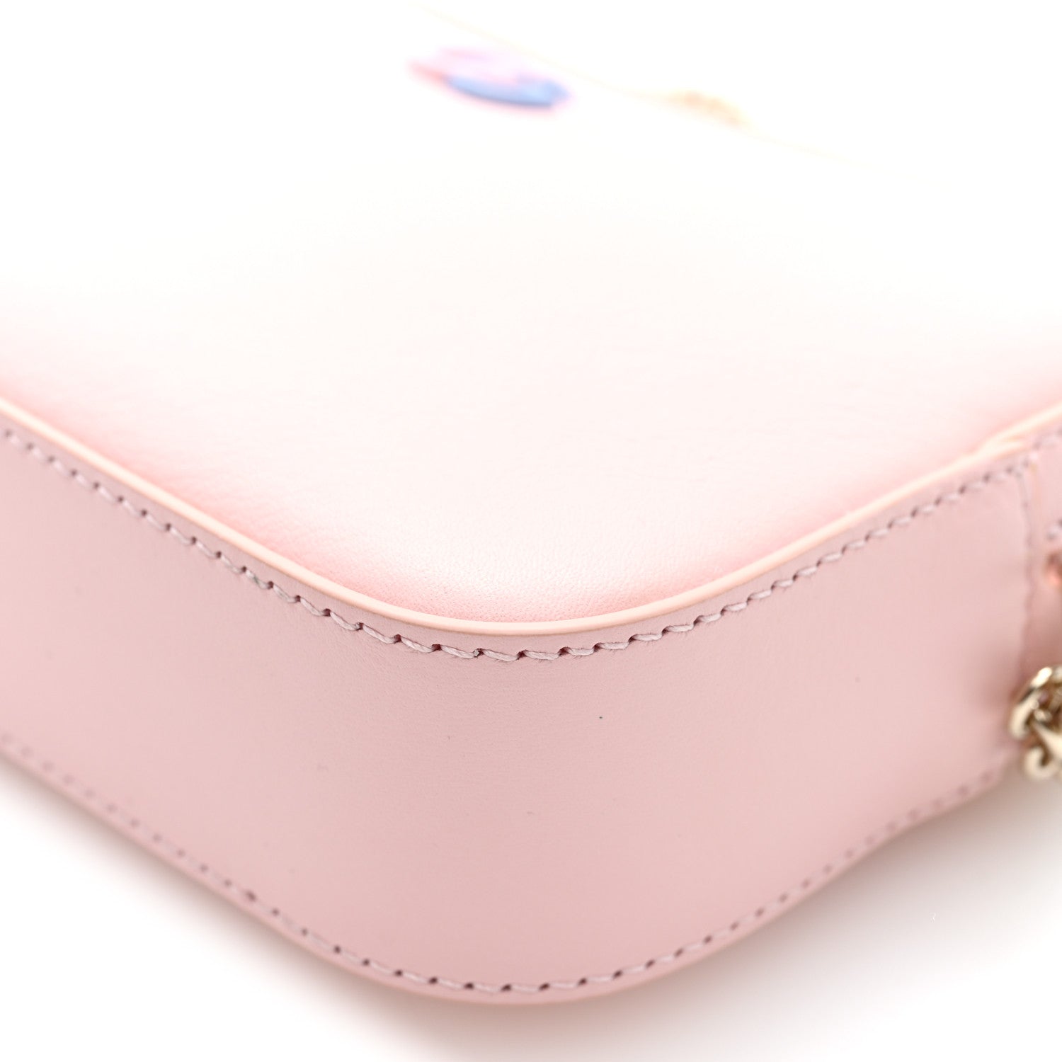 Gucci Dollar Calfskin Enamel Super Mini GG Marmont Chain Shoulder Bag  Light Pink Blue 9 of 9