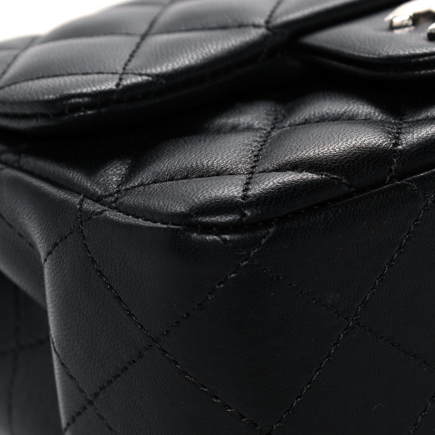 Lambskin Quilted Mini Square Flap Black