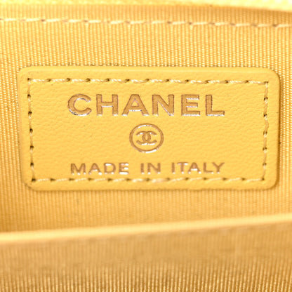 Chanel Lambskin Quilted Zip Around Boy Coin Purse Wallet Yellow 6 of 8