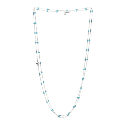 David Yurman Sterling SIlver Turquoise Long Bead Station Necklace 3 of 4