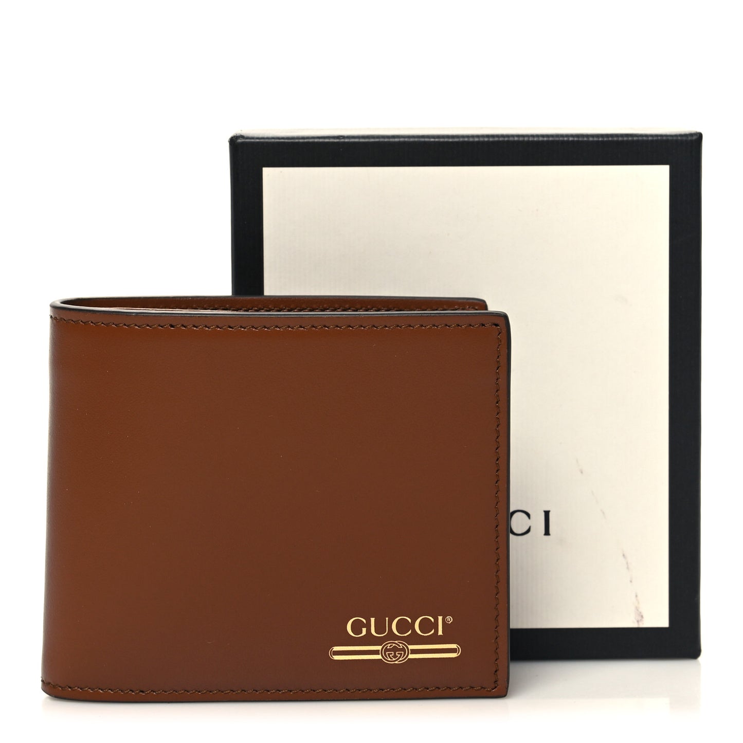 Plutone Calfskin Logo Bi-Fold Wallet Cuir