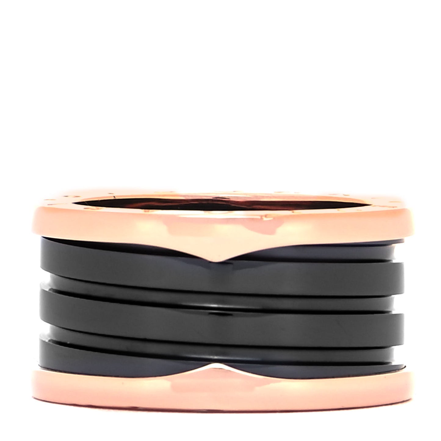 18K Rose Gold Black Ceramic B.Zero1 Four-Band Ring 58 8.25
