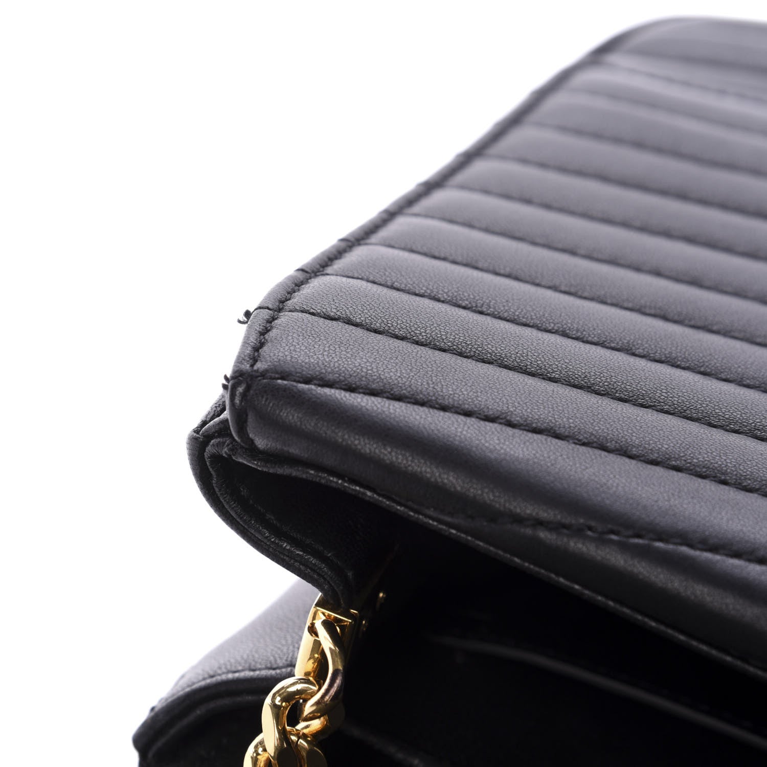 Saint Laurent Lambskin Matelasse Chevron Monogram Medium Sulpice Bag Black 11 of 12