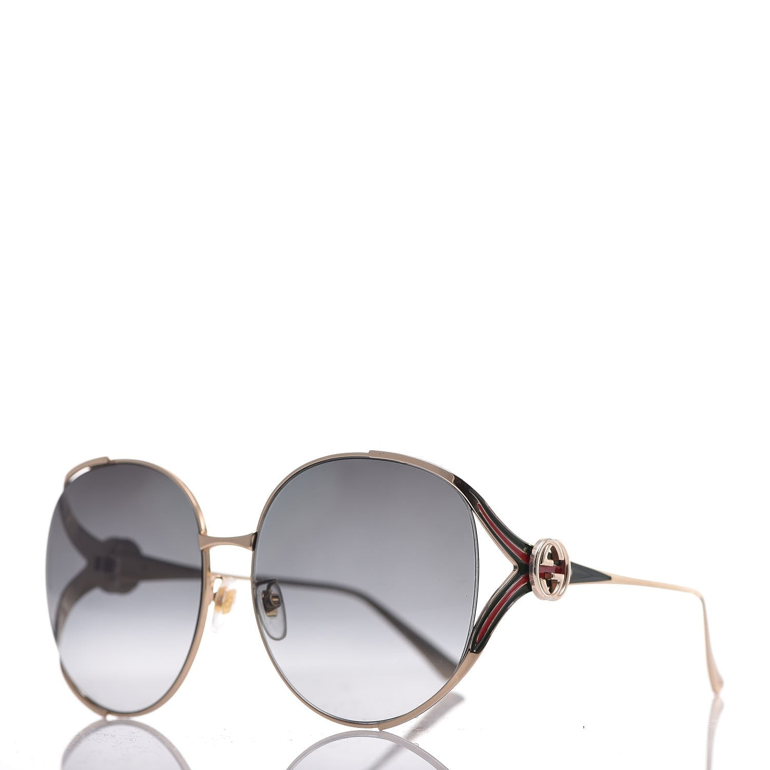 Gucci Metal Oversized Round Frame GG0225S Sunglasses Silver 1 of 8