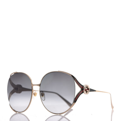 Gucci Metal Oversized Round Frame GG0225S Sunglasses Silver 1 of 8