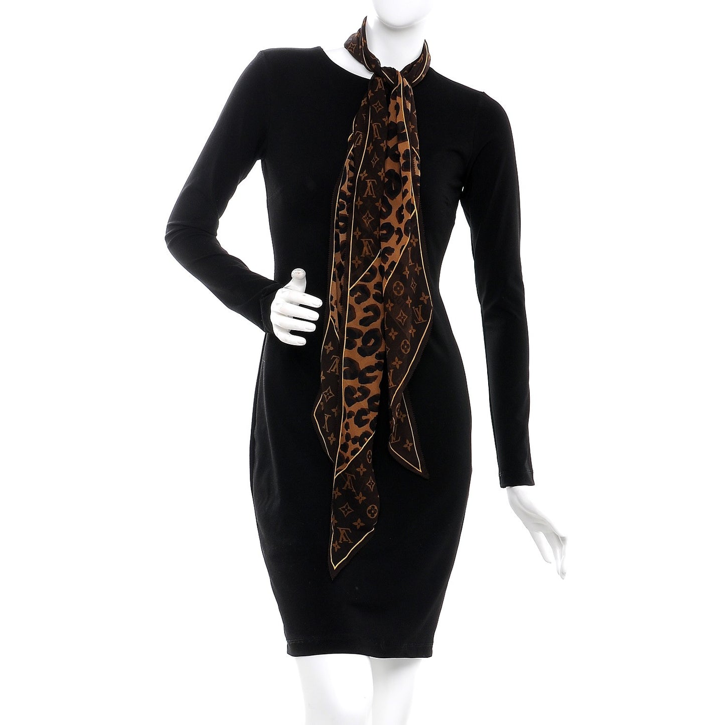 Silk Crepe Leopard Monogram Scarf