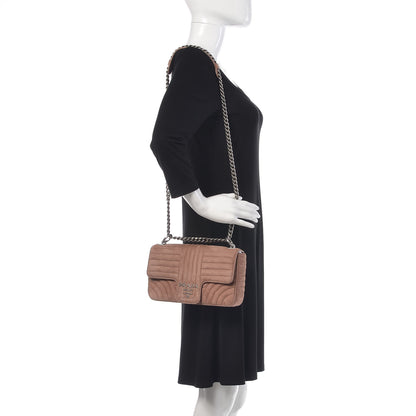 Prada Camoscio Impunture Diagramme Medium Chain Flap Shoulder Bag Dark Rose 2 of 14