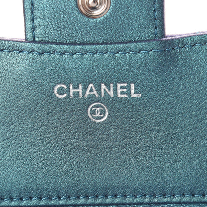 Chanel Iridescent Lambskin Quilted Small Compact Wallet Turquoise 7 of 10