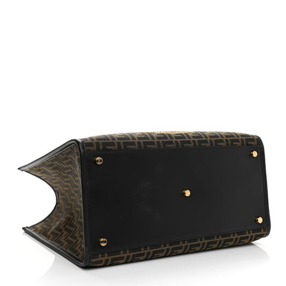 Fendi X VERSACE Fabric Jacquard Calfskin Plexiglass Fendace FF Medusa Studded Large Fendi Sunshine Shopper Tote Marrone Fuxia 4 of 10