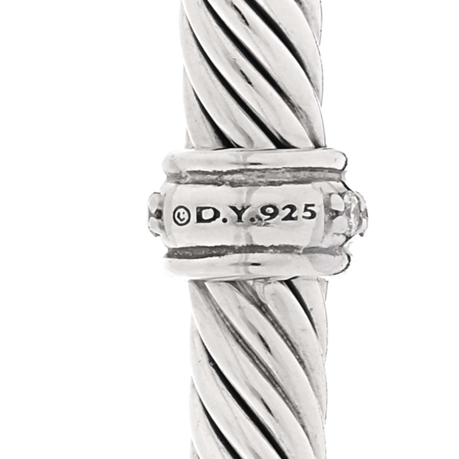 David Yurman Sterling Silver Diamond 4mm Cable Classics Single Station Bracelet 3 of 3