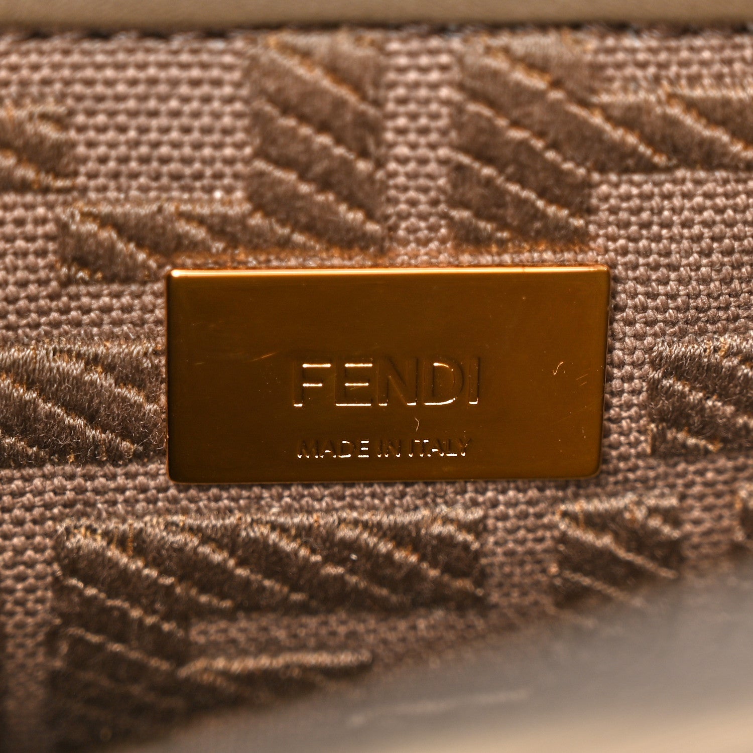 Fendi Vitello Seta Canvas FF Embroidered Mini Peekaboo Iconic Satchel Tartufo 7 of 10
