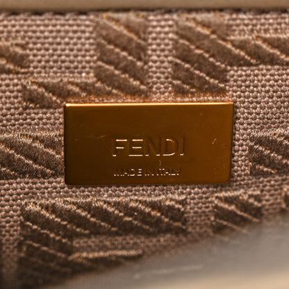 Fendi Vitello Seta Canvas FF Embroidered Mini Peekaboo Iconic Satchel Tartufo 7 of 10