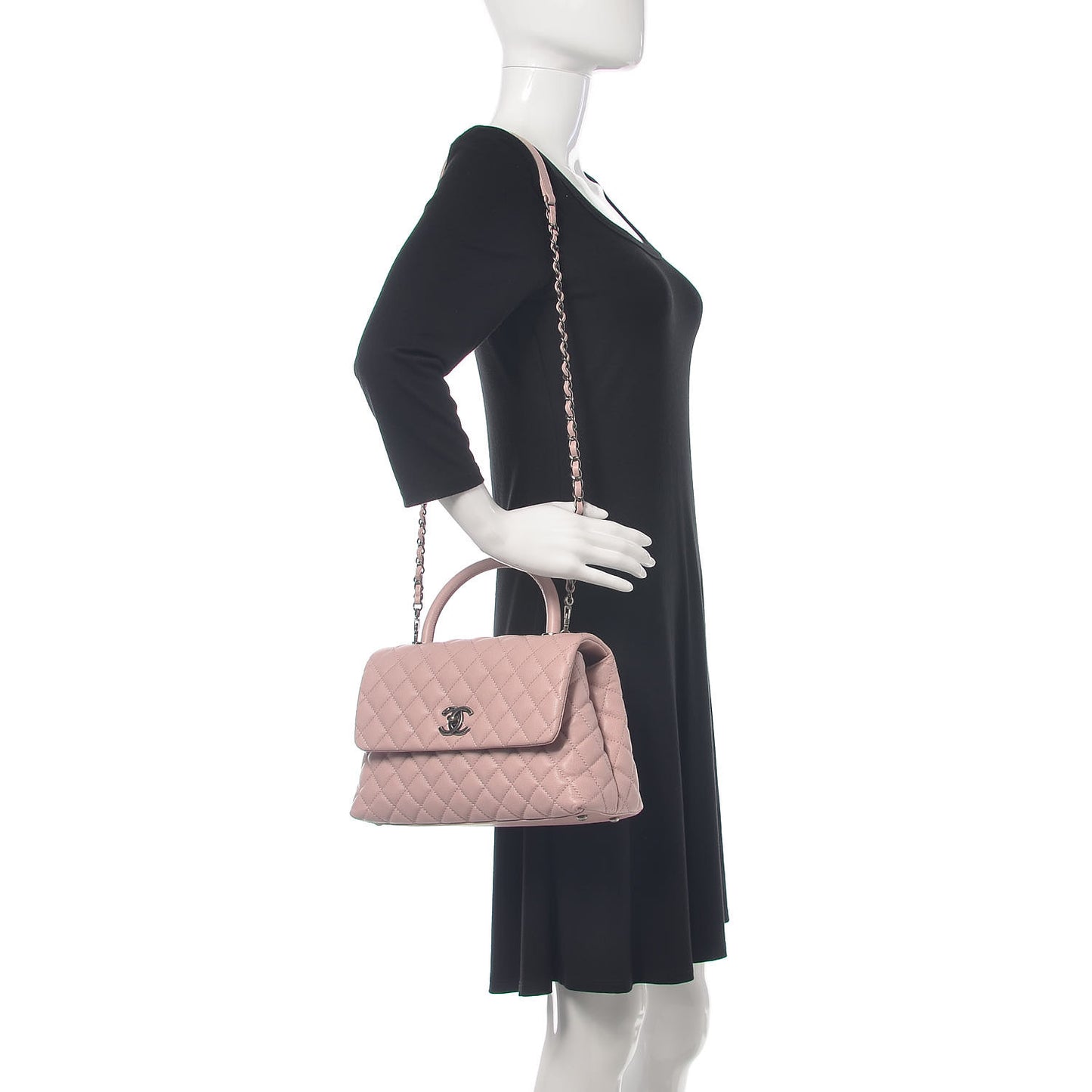 Caviar Quilted Small Coco Handle Flap Pink