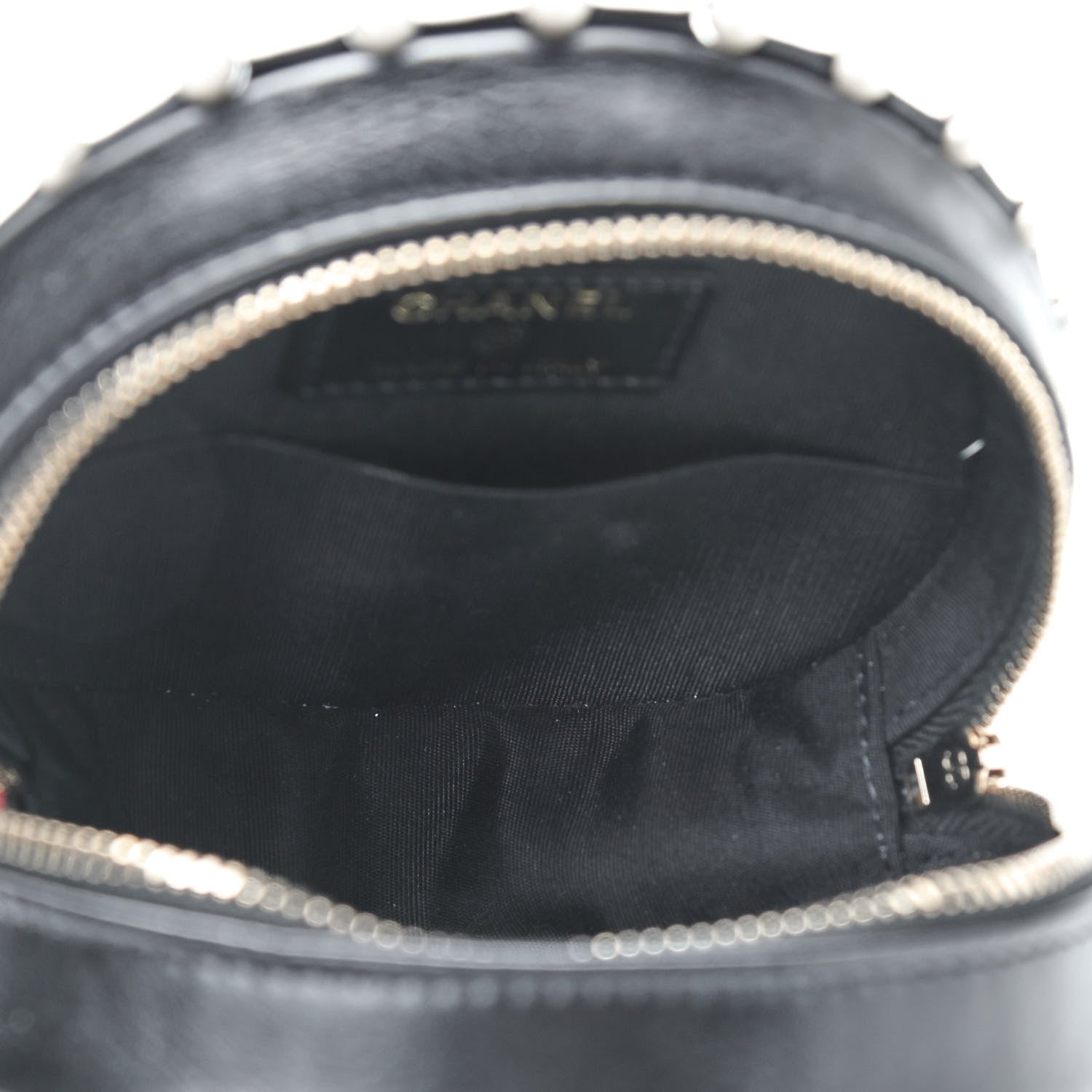 Chanel Calfskin Quilted Pearl Round Clutch With Chain Black 5 of 9