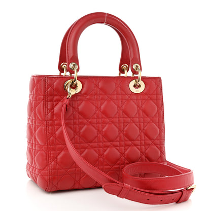 Christian Dior Lambskin Cannage Medium Lady Dior Red 3 of 10
