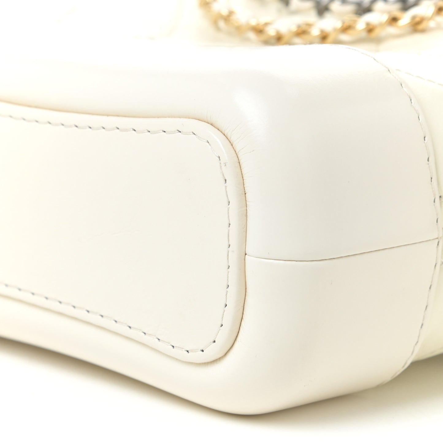 Aged Calfskin Quilted Small Gabrielle Hobo White