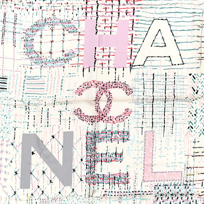 Chanel Silk CC Coco Paris Square Scarf Ecru Multicolor 4 of 5