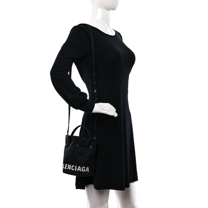Balenciaga Recycled Sport Nylon Logo Embroidered Wheel Drawstring Bucket Bag XS Black 2 of 8