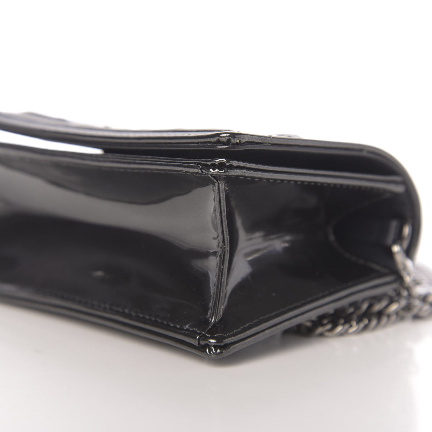 Metallic Patent Micro-Cannage Baby Diorama Flap Bag Onyx Black