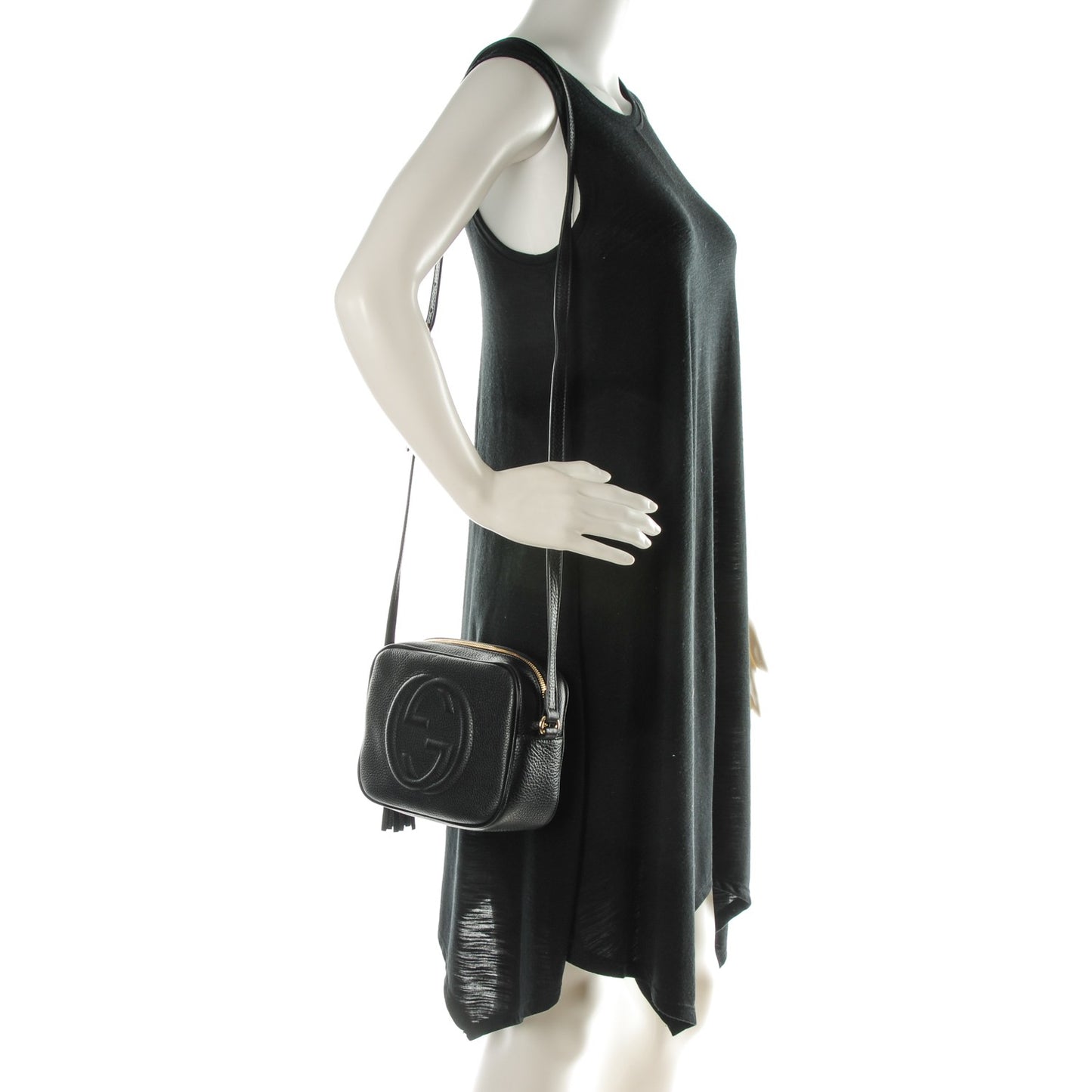 Pebbled Calfskin Small Soho Disco Bag Black