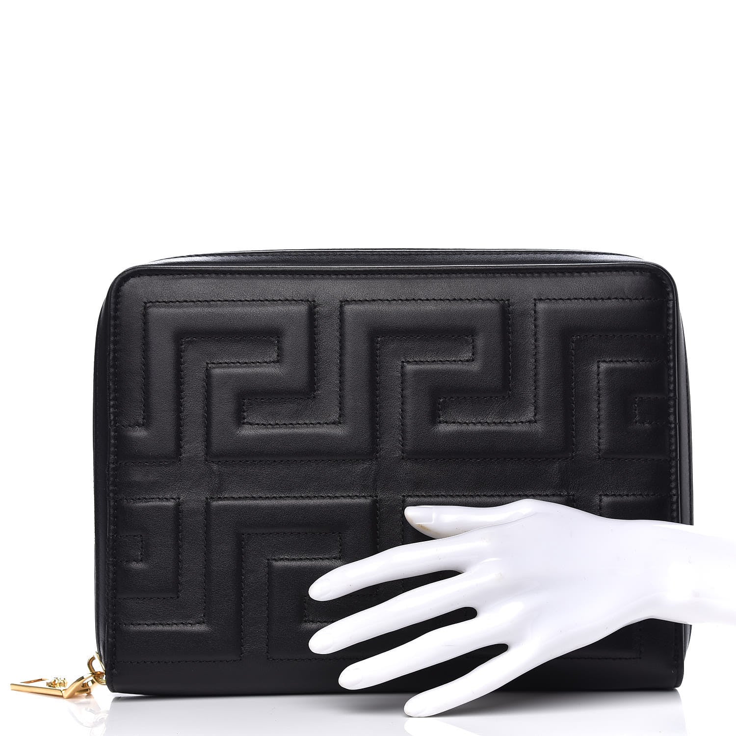 Versace Calfskin Stitched Donna iPad Case Black 2 of 10