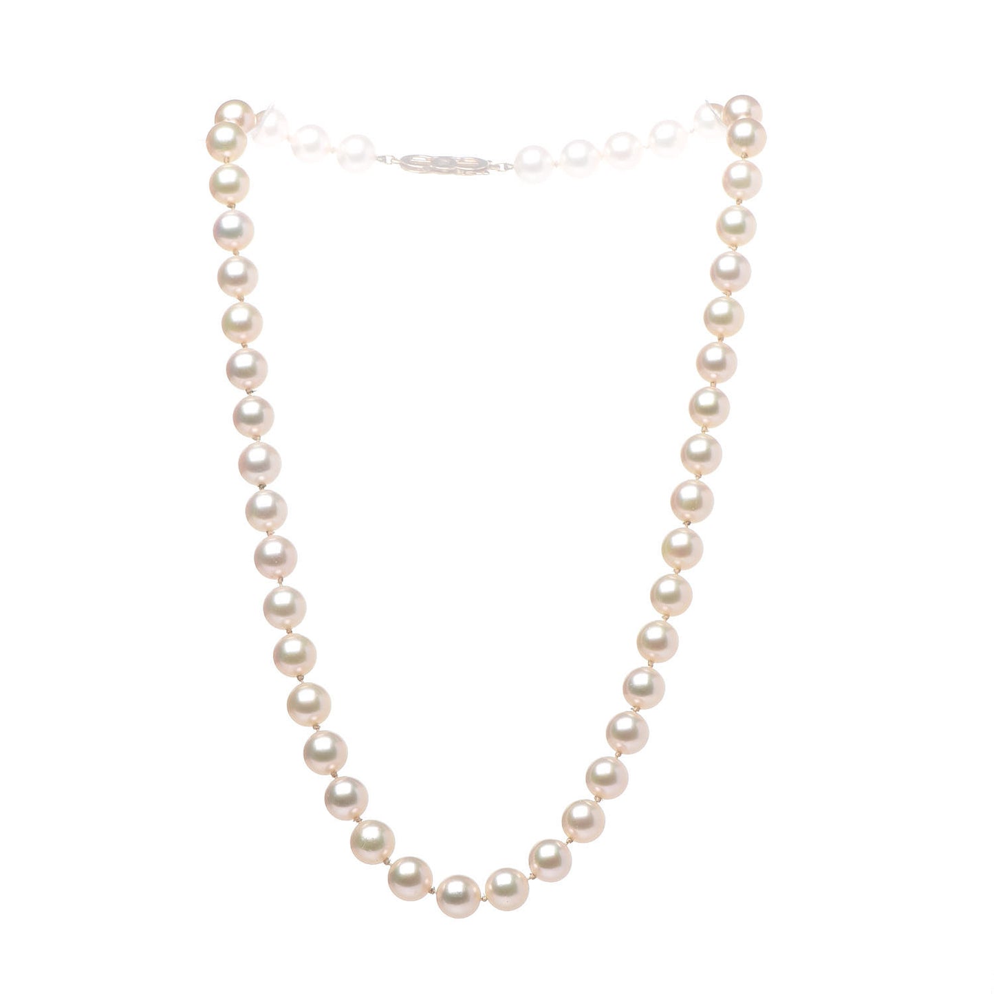 18K Yellow Gold Akoya Cultured Pearl 7-7.5mm Strand Necklace 16"