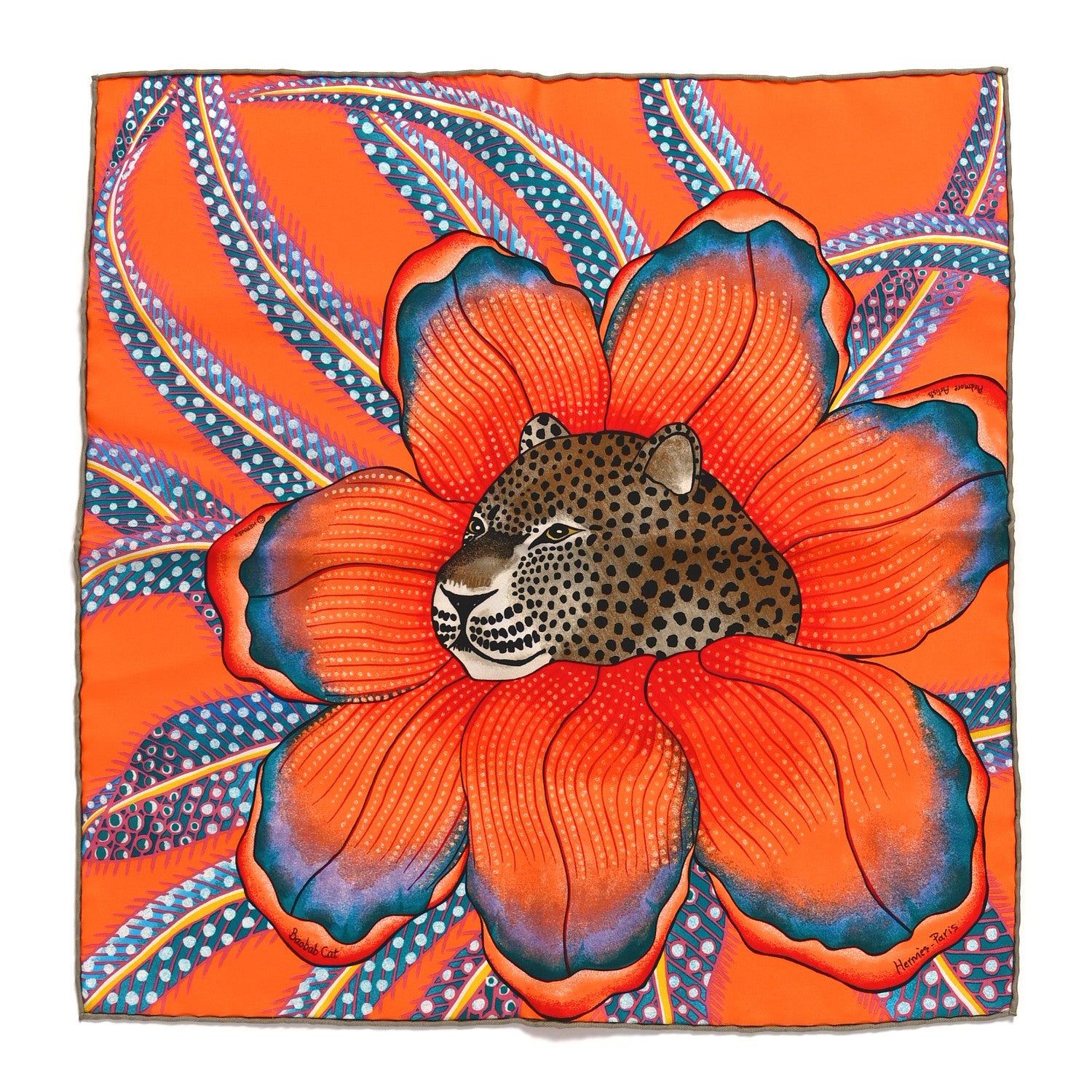 Hermes Silk Baobab Cat Scarf 45 1 of 3