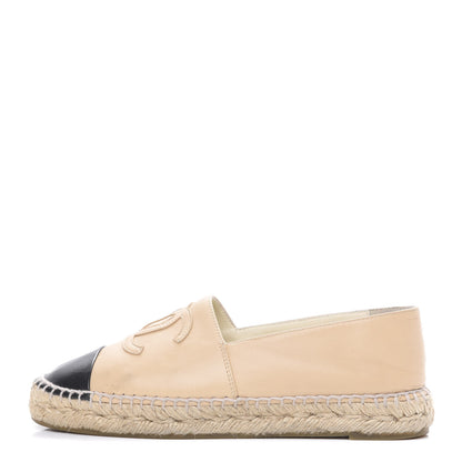 Chanel Lambskin CC Espadrilles 37 Beige Black 1 of 16