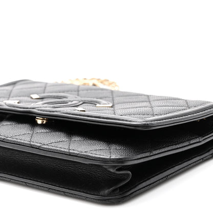 Chanel Caviar Quilted CC Filigree Wallet On Chain WOC Black 11 of 11