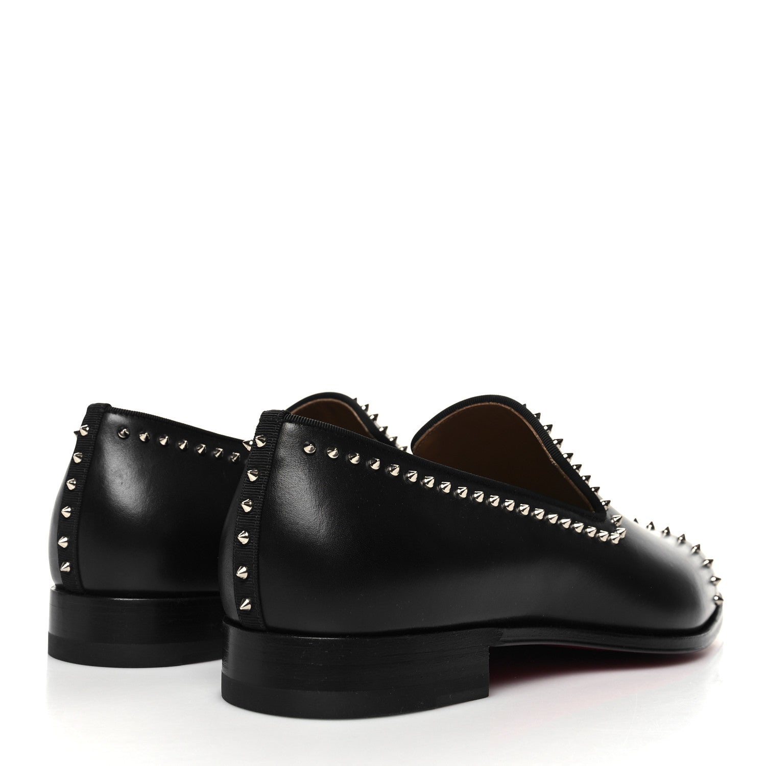 Christian Louboutin Calfskin Spike Mens Dandy Cloo Flat Loafers 42 Black Silver 4 of 7