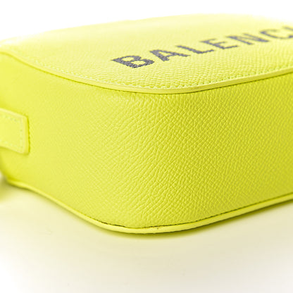 Balenciaga Signature Grained Calfskin Logo XS Ville Camera Bag Acid Green Black 8 of 10