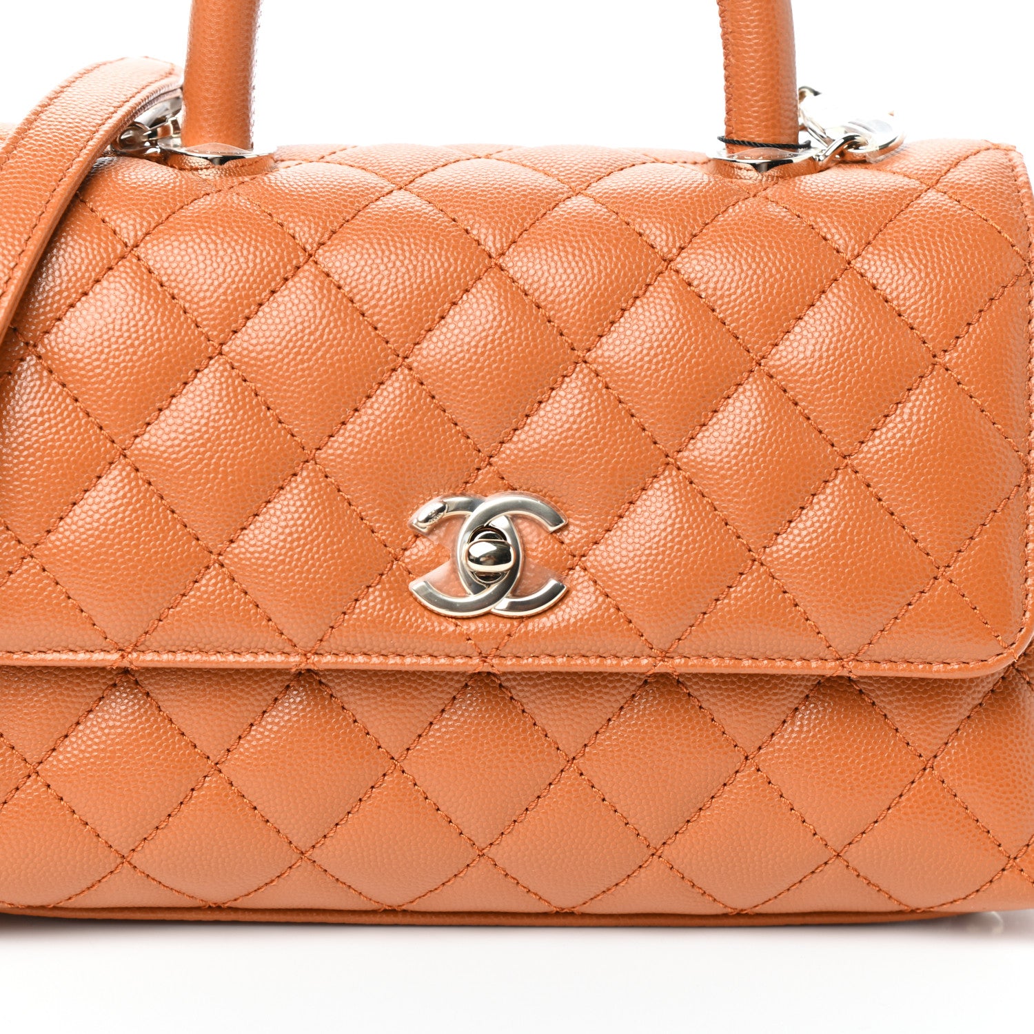 Chanel Caviar Quilted Mini Coco Handle Flap Light Brown 8 of 10