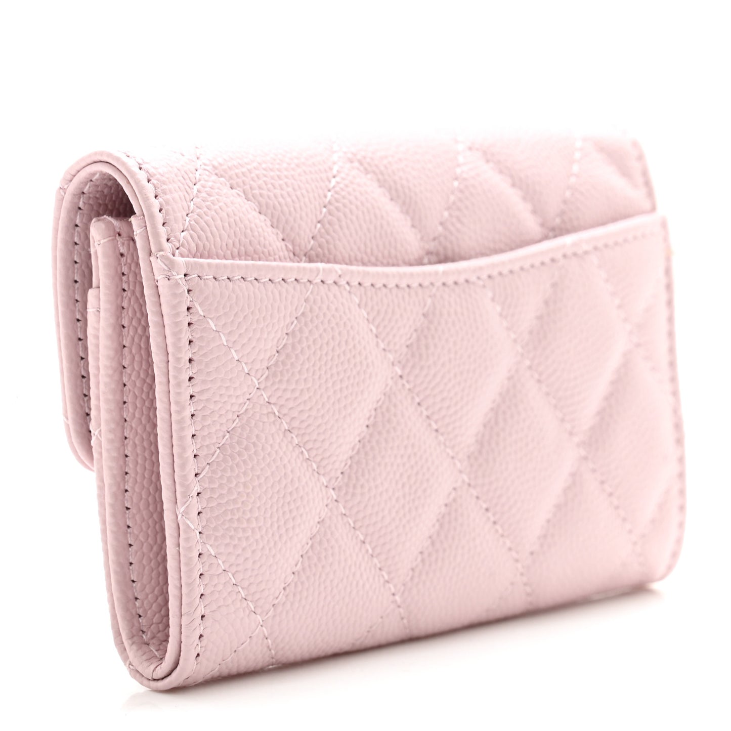 Caviar Quilted Flap Card Holder Wallet Light Pink