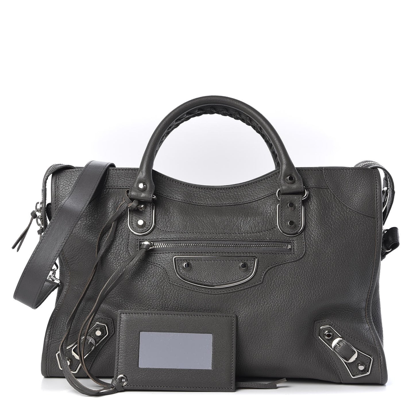 Chevre Silver Metallic Edge Hardware City Gris Acier