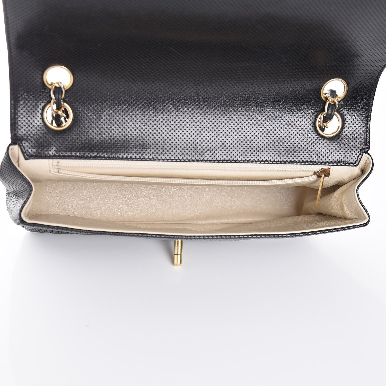 Chanel Lambskin Perforated Medium Single Flap Bag Black White 5 of 9