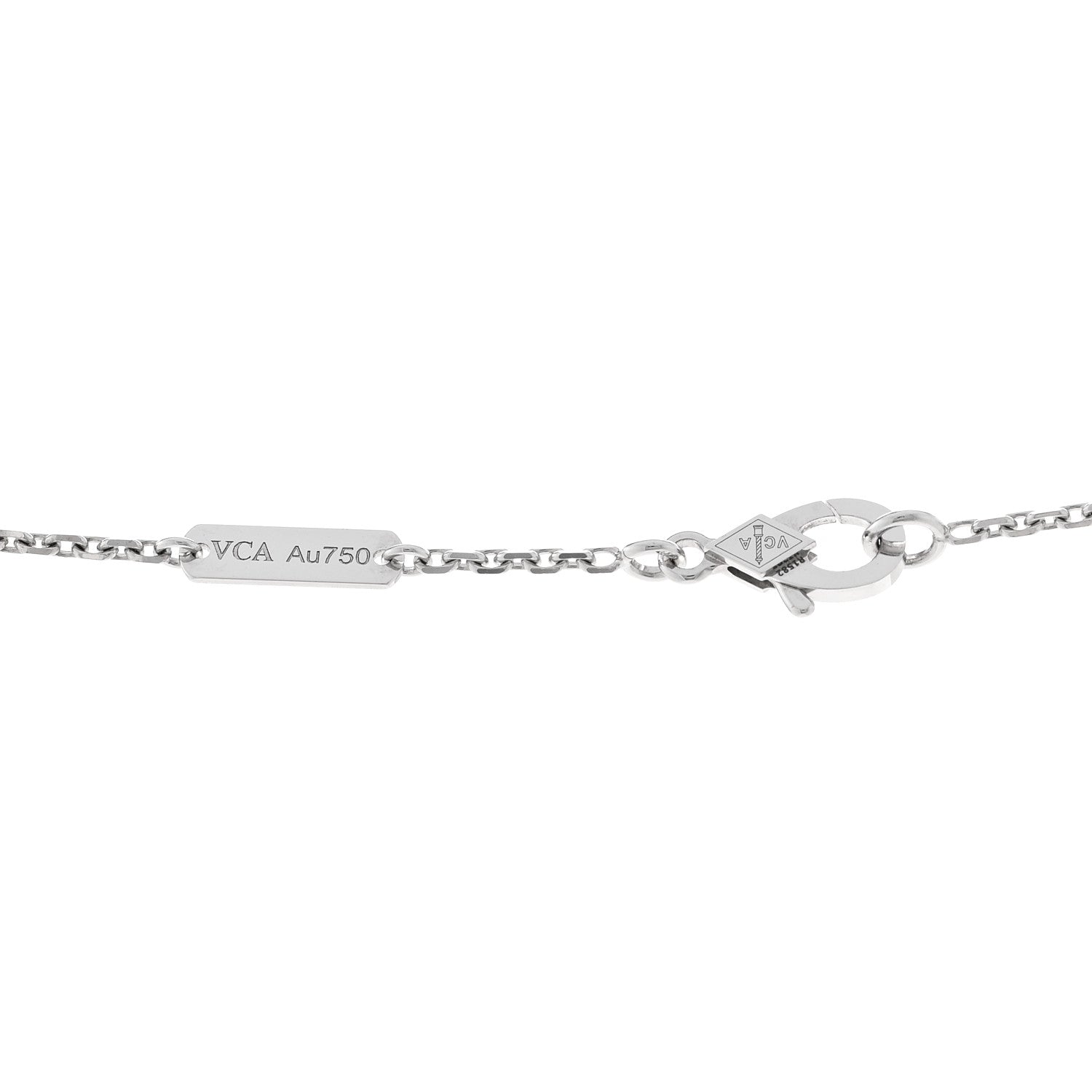 Van Cleef & Arpels 18K White Gold Diamond Guilloche Vintage Alhambra Pendant Necklace 4 of 4