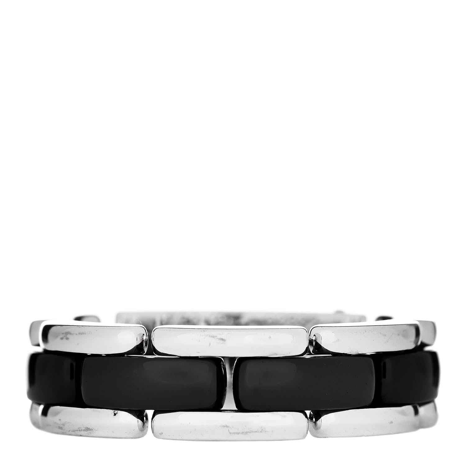 Chanel 18K White Gold Black Ceramic Medium Ultra Ring 62 10 1 of 4