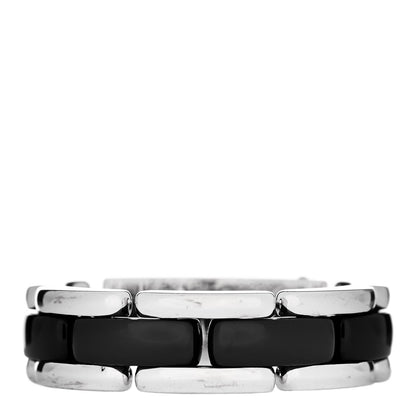 Chanel 18K White Gold Black Ceramic Medium Ultra Ring 62 10 1 of 4