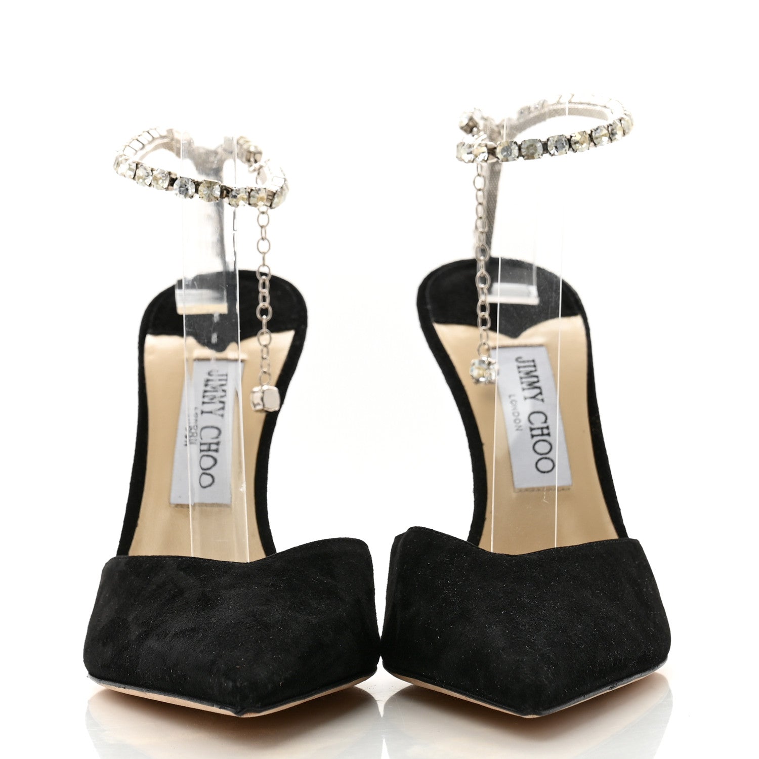 Jimmy Choo Suede Crystal Saeda 100 Pumps 39.5 Black 3 of 9