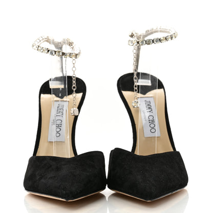 Jimmy Choo Suede Crystal Saeda 100 Pumps 39.5 Black 3 of 9