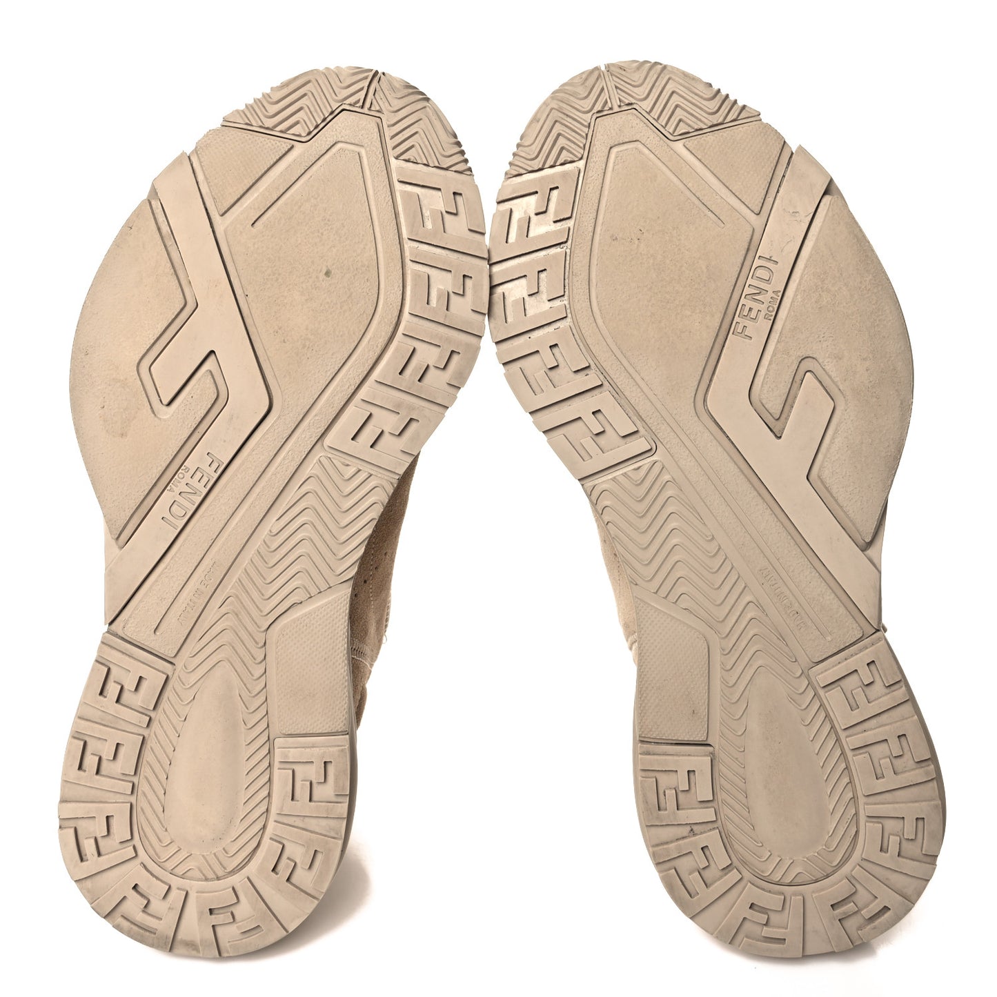 Suede Tessuto FF Fendi Flow Low Top Sneakers 39 Beige Tobacco Black