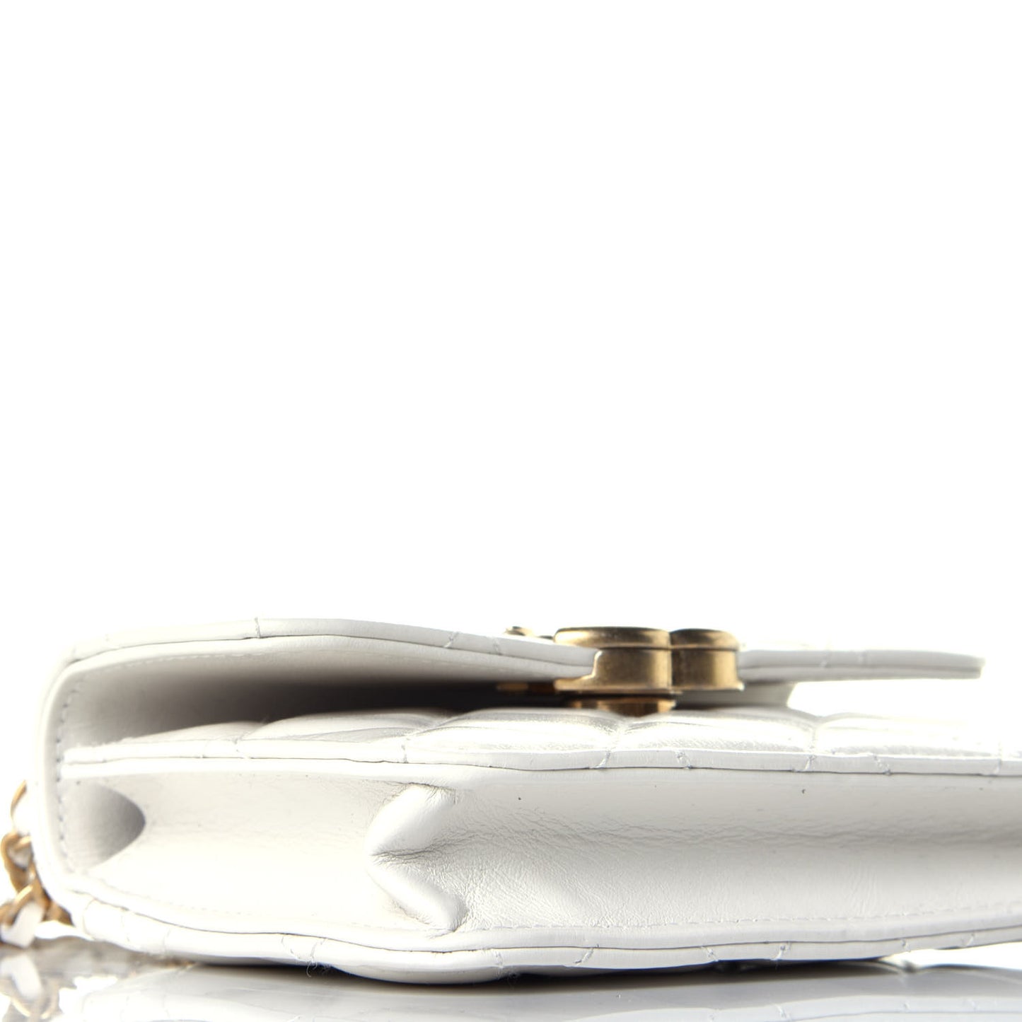 Calfskin Quilted Perfect Fit Coin Purse With Chain White