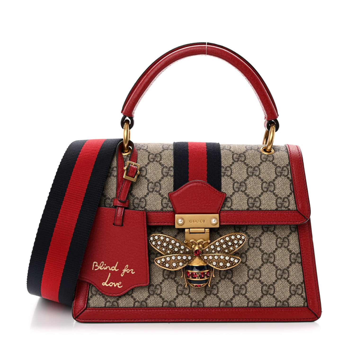 GG Supreme Monogram Small Queen Margaret Top Handle Bag Red