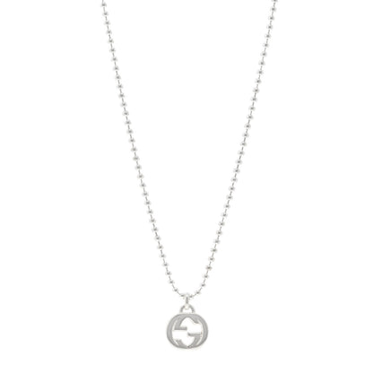Gucci Sterling Silver Interlocking GG Pendant Beaded Necklace 1 of 4