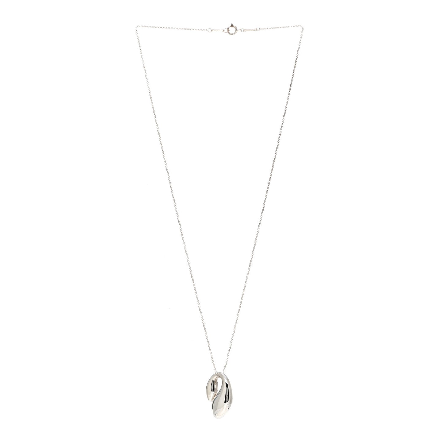 Sterling Silver Elsa Peretti Double Teardrop Pendant Necklace