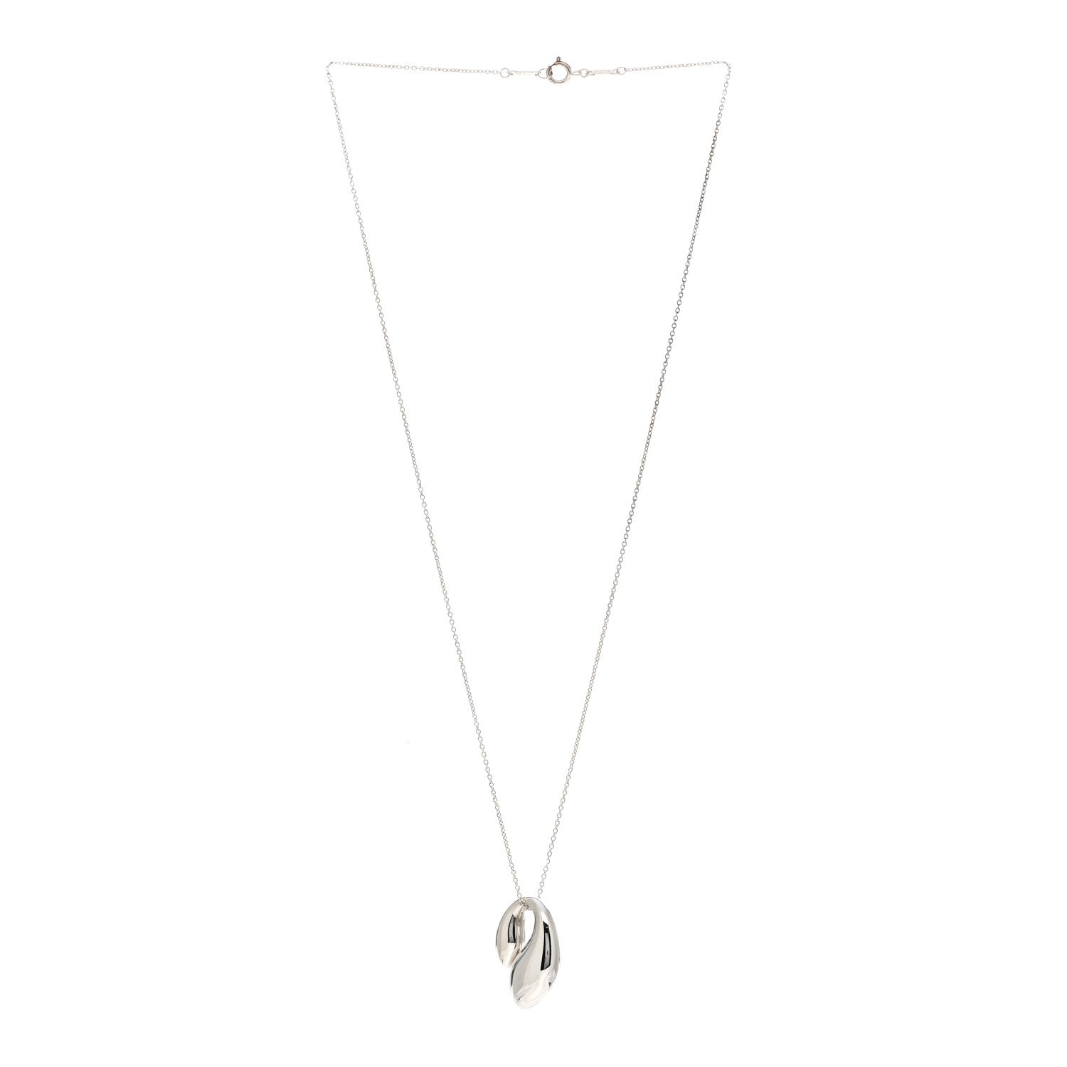 Tiffany Sterling Silver Elsa Peretti Double Teardrop Pendant Necklace 3 of 5