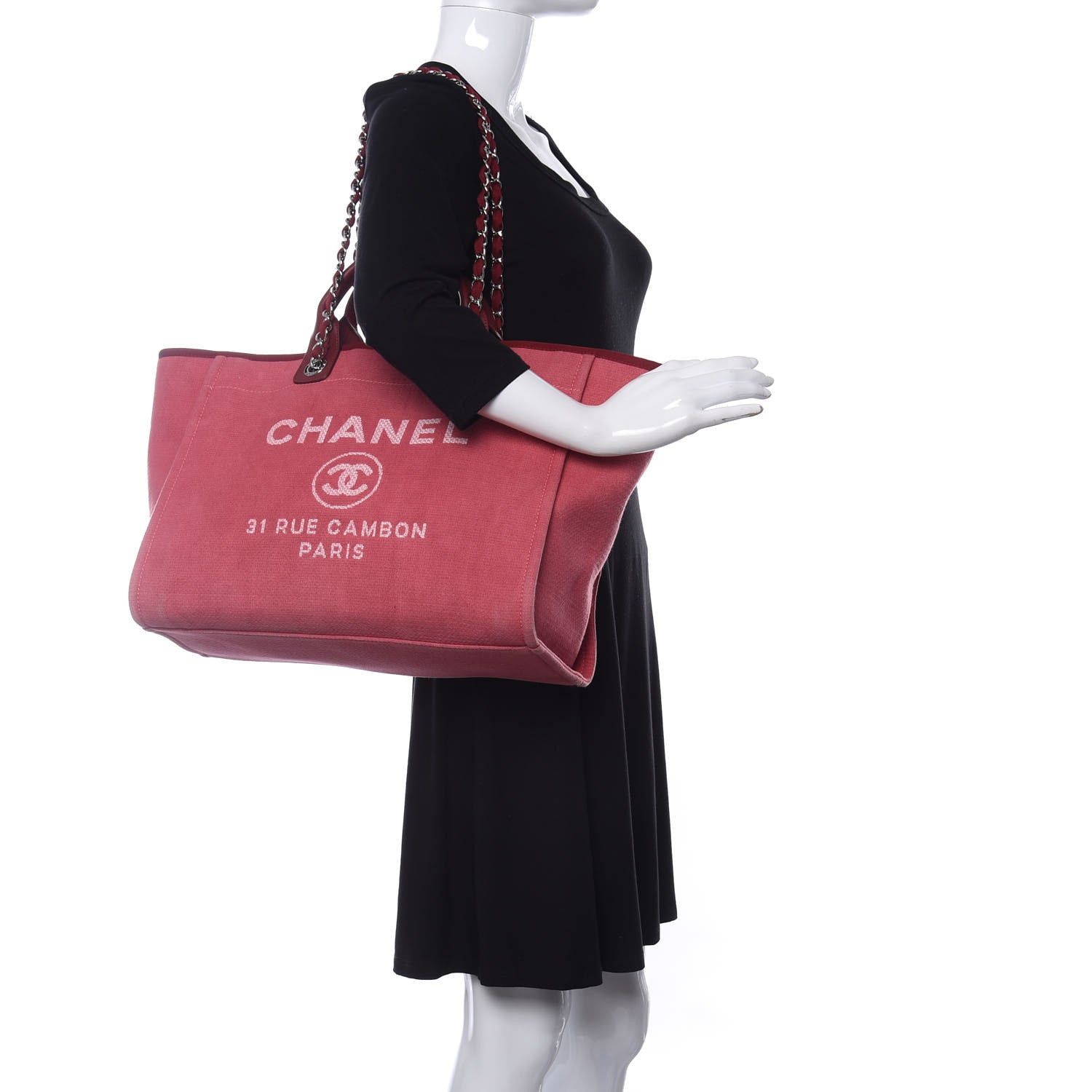 Chanel Canvas Medium Deauville Tote Red 2 of 10