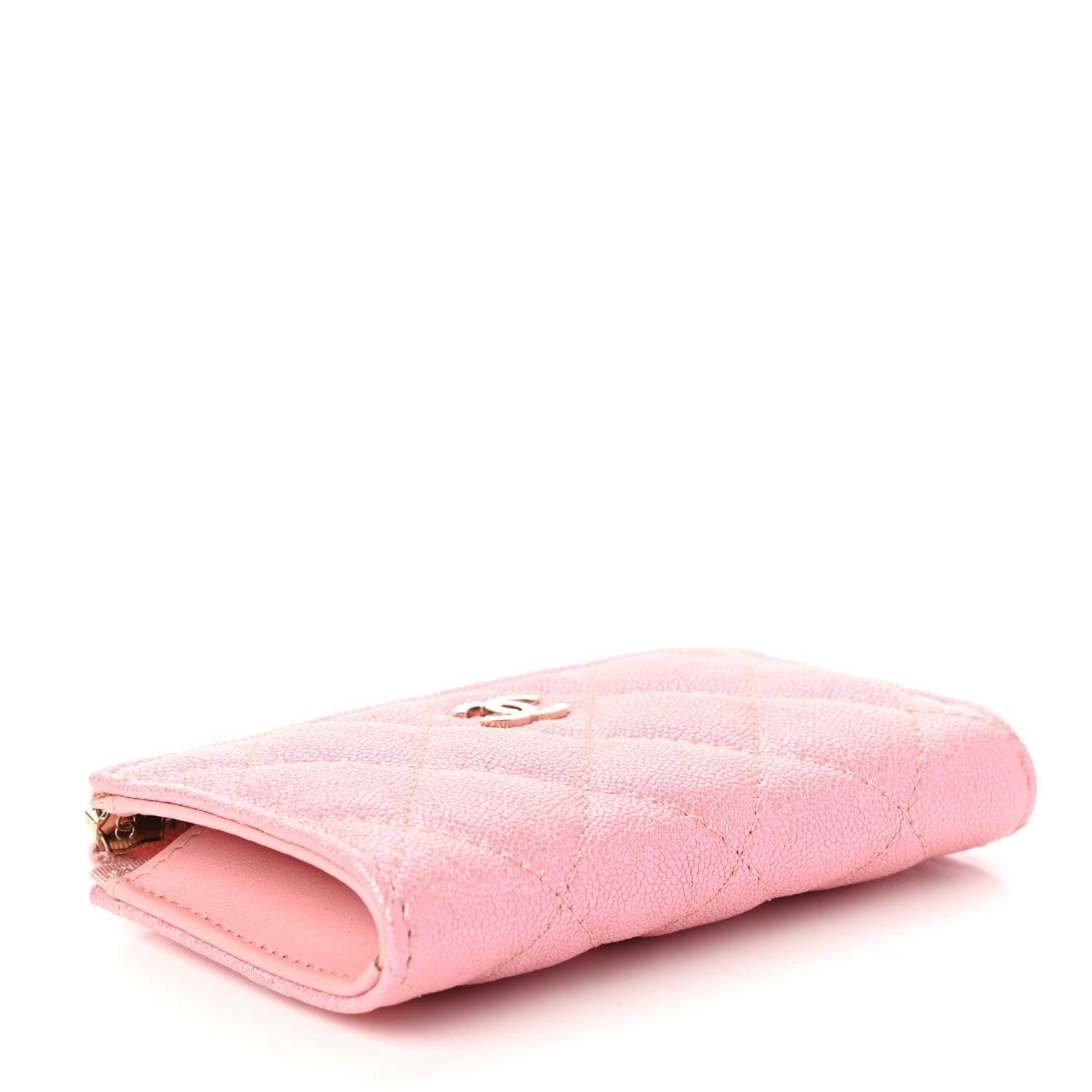 Chanel Iridescent Caviar Quilted Zipped Key Holder Case Rose Pink 4 of 11