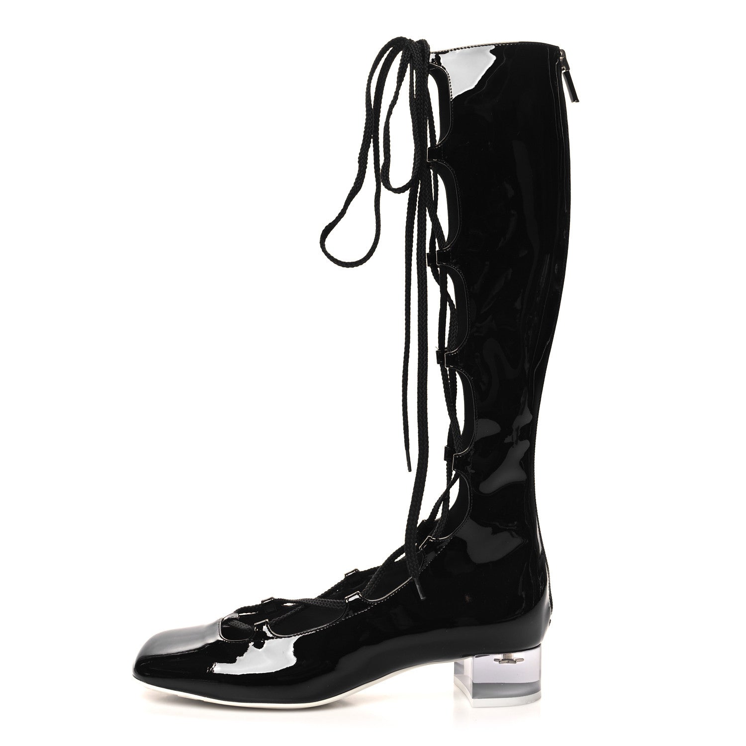 Christian Dior Patent Diorarty 30mm Lace Up Boots 39 Black 1 of 8