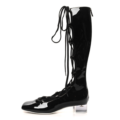 Christian Dior Patent Diorarty 30mm Lace Up Boots 39 Black 1 of 8